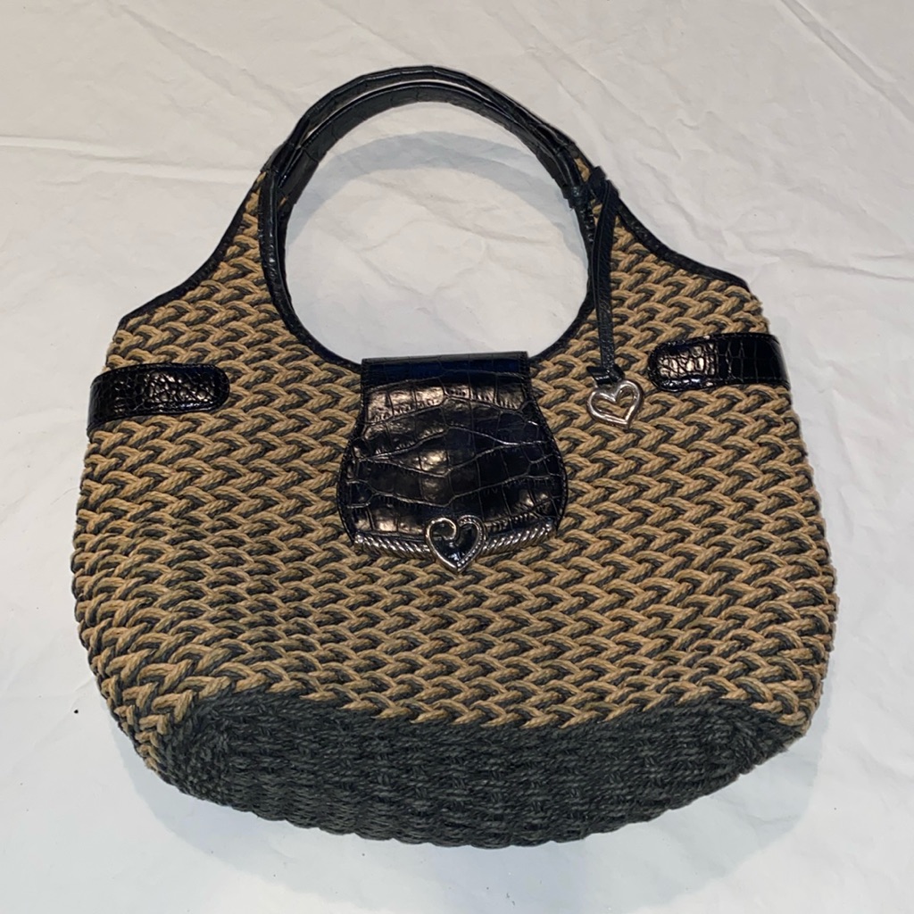 Straw Brighton Purse Animal Print Lining Shoulder Bag